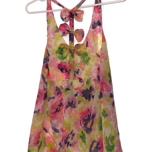 MILLAU silky tank with flower straps and racer back style. S. - Picture 5 of 8